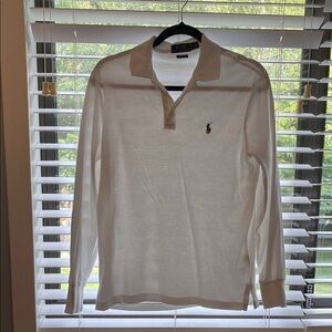 Polo by Ralph Lauren Men's Cream Long Sleeve Polo